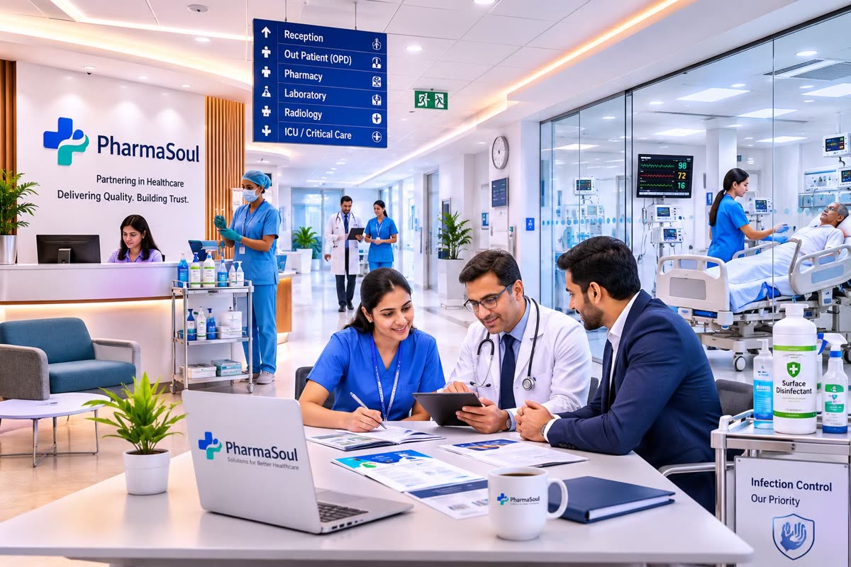 Modern hospital corridor showcasing healthcare excellence